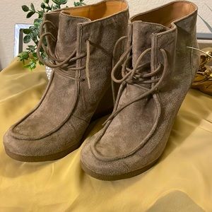 Tan Suede Lace up Shoe Boot